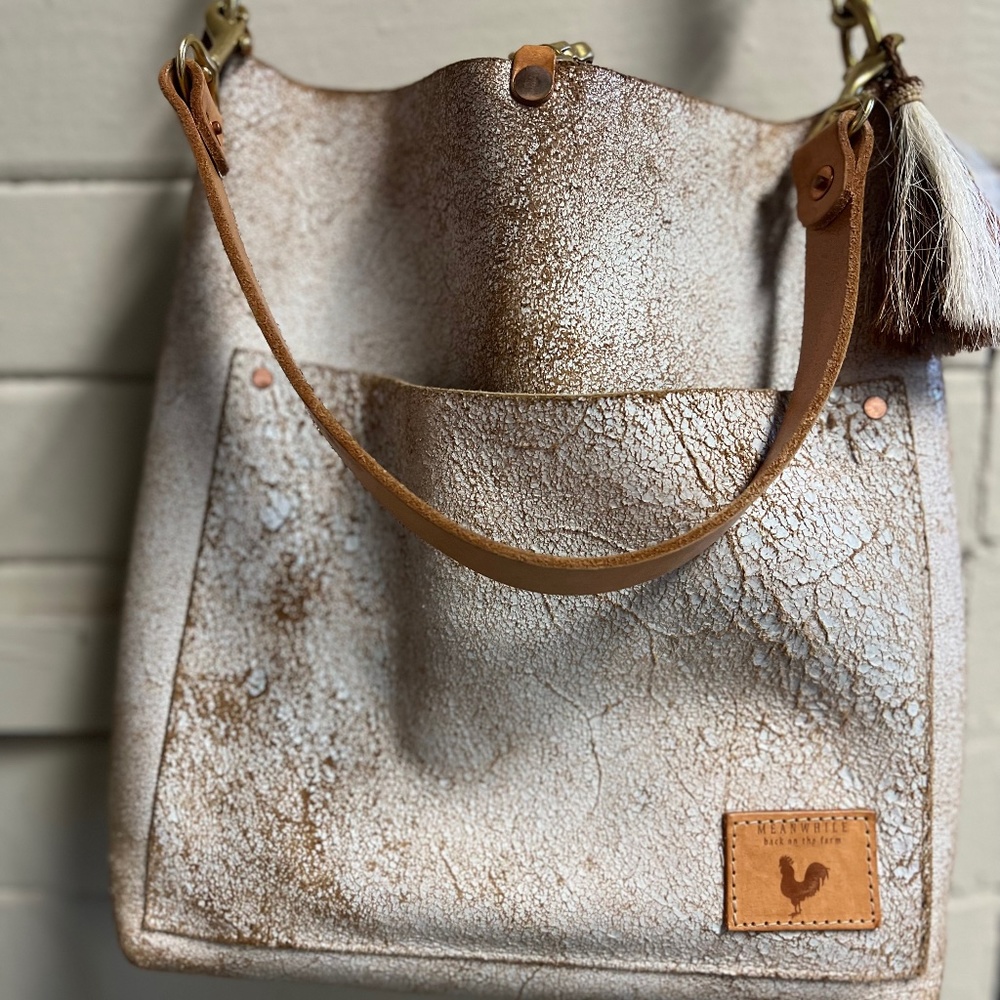 Meanwhile Back at the Farm Cowhide leather Pruse